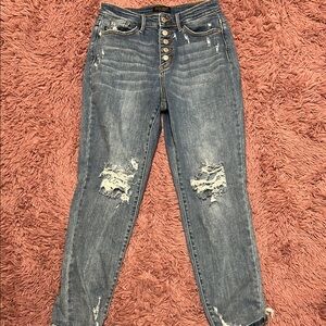 Stylish Distressed Blue Jeans
